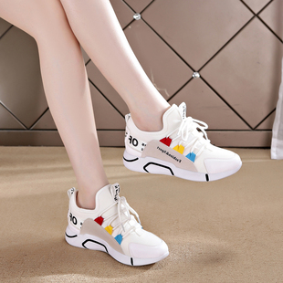 百搭显瘦休闲网红学生加绒旅游小白鞋 新款 女2020春季 内增高运动鞋