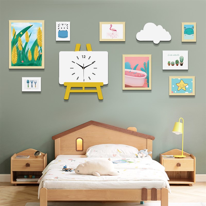 高分子7362艺术创意照片墙北欧组合相框装饰绘画板真钟表可换相片