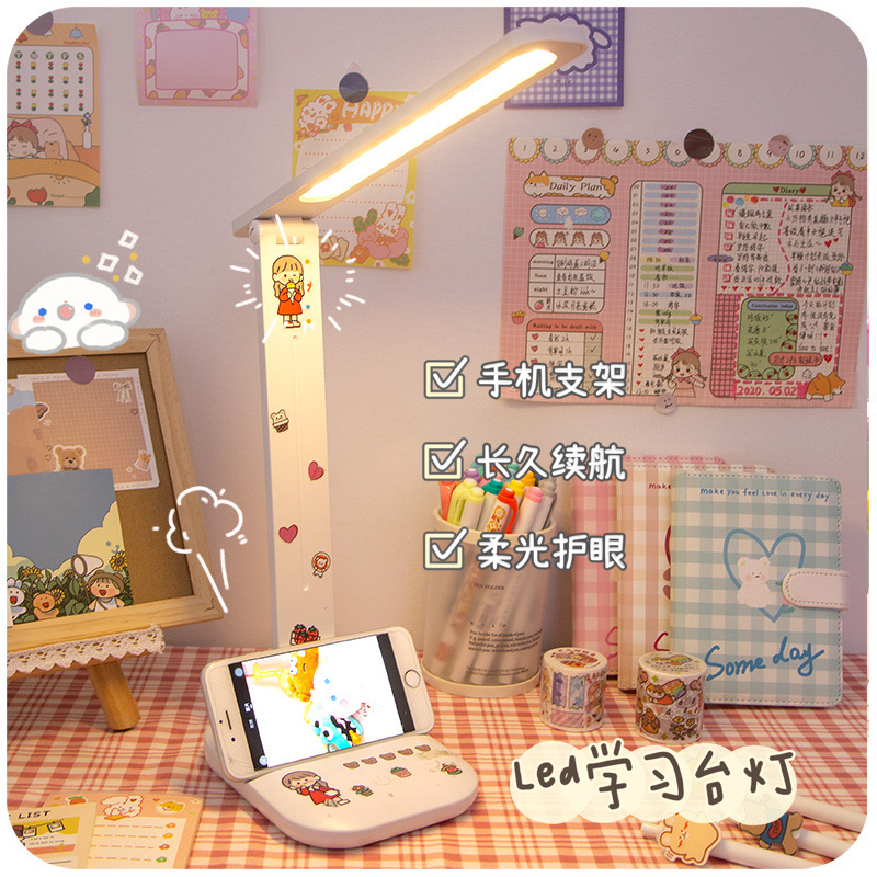 宿舍学习台灯大学生桌面专用女孩台风书桌L护眼儿童阅读学习牀头