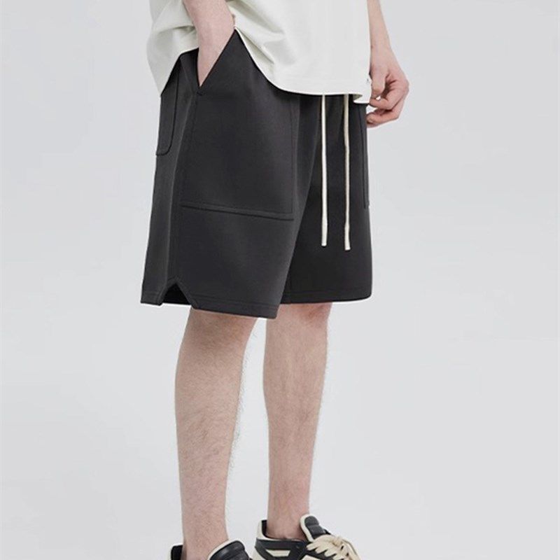 夏季侧开衩贴袋休闲宽松抽绳短裤男女重磅美式高街运动纯色五分裤,男装,短裤,淘宝优惠券,粉丝福利购,淘宝优惠卷