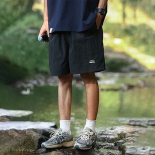 宽松休闲轻薄透气沙滩五分裤 夏日系户外纯色速干运动短裤 男女美式