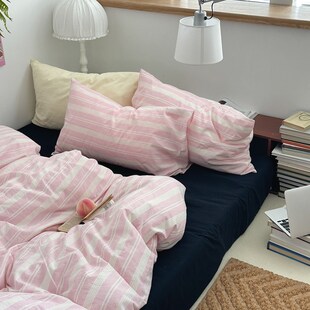 匿名颂诗粉色少女l纯棉床上四件套全棉床单被套被单床笠床品三件