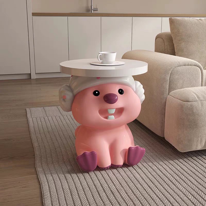 轻奢客厅沙发可移动loopy茶几边几小户型落地床头柜创意海狸摆件
