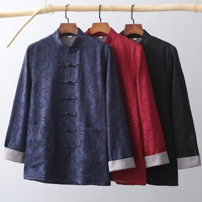 唐装男中老年春秋长袖外套中国风男装中式复古盘扣汉服夹克爸爸装,男装,中山装,淘宝优惠券,粉丝福利购,淘宝优惠卷