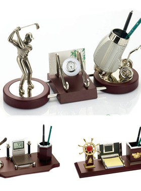 送男领导简约高尔夫摆件办公桌创意收纳书房装饰公司周年礼品笔筒