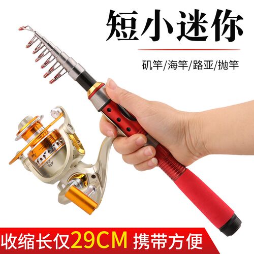 小海竿迷你钓鱼竿超硬超t短节海B杆抛竿甩杆小矶竿冰钓竿路亚竿套