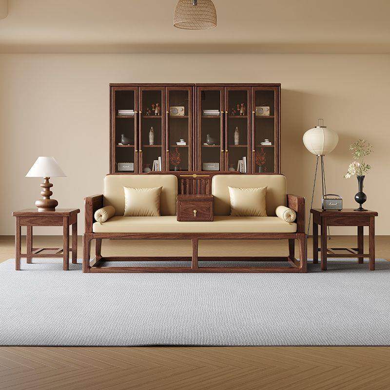 中式罗汉床黑胡桃现代简约客厅躺椅小户型高档卧榻实木沙发床组合