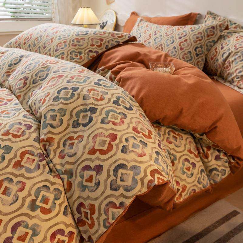 爆款小清新轻奢卡通全棉生态磨毛印花四件套吊边床单床笠四季床品