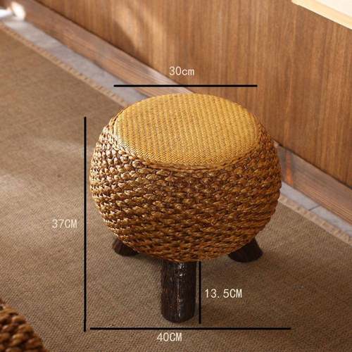 草编藤编实木结构圆鼓凳坐墩榻榻米坐凳