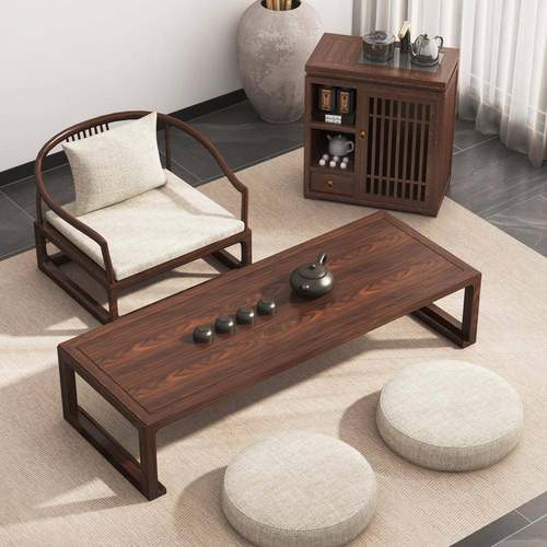 新中式榻榻米茶桌实木飘窗小桌子飘窗桌炕桌小茶几桌子炕几坐地