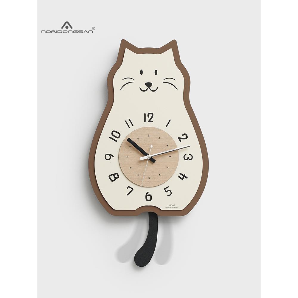 NORI免打孔奶油风挂钟客厅钟表2024新款简约现代时钟挂墙