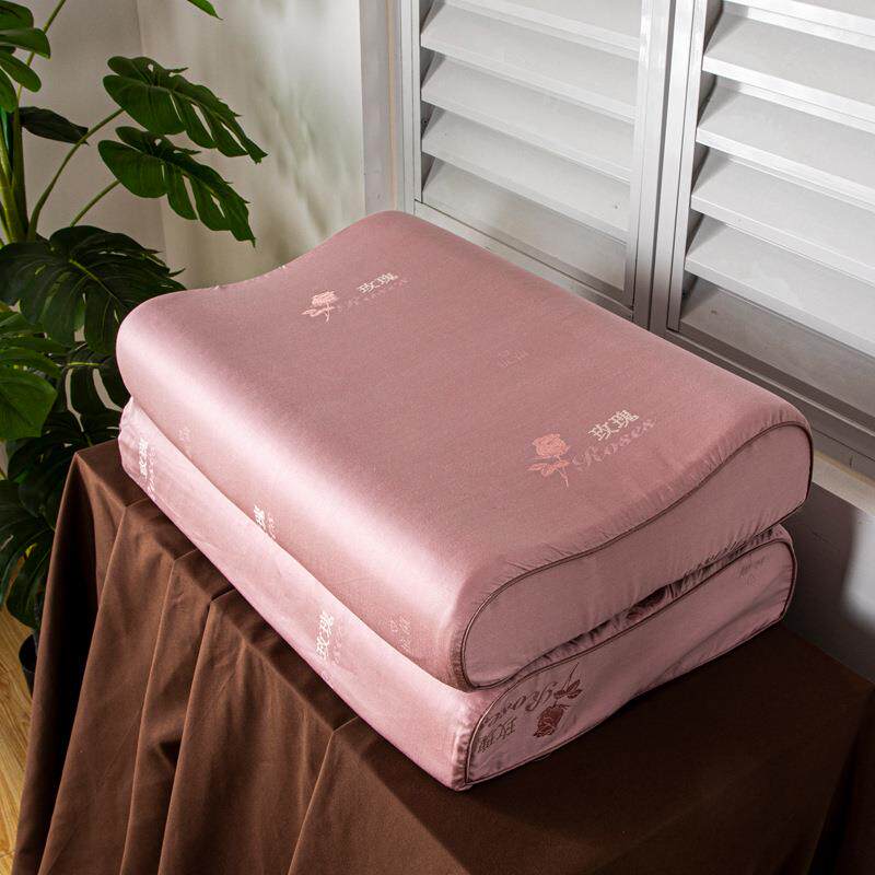 新款凉感丝面料玫瑰乳胶枕慢回弹缓压四季乳胶枕芯护颈美眠枕头