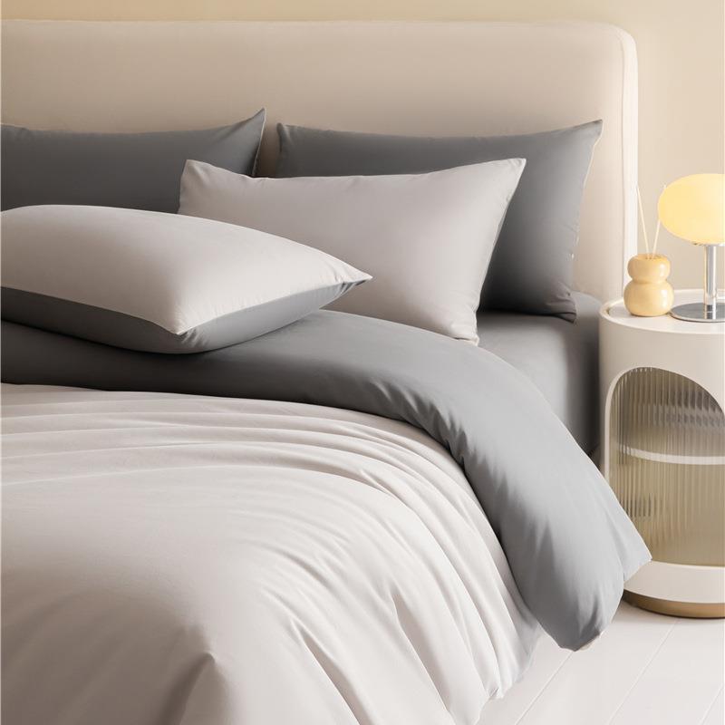 简约风纯棉长绒棉磨毛四件套全棉被套加厚床单笠冬床上用品