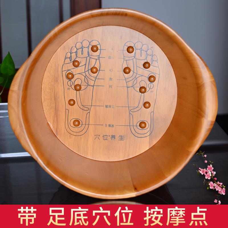木风橡木泡脚桶带足底按摩洗脚盆木盆泡脚木桶实木家用洗脚桶