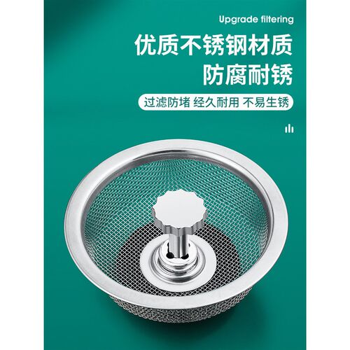 厨房漏水槽过滤网洗菜盆洗碗水池B下水道垃圾防堵盖不锈钢大号通