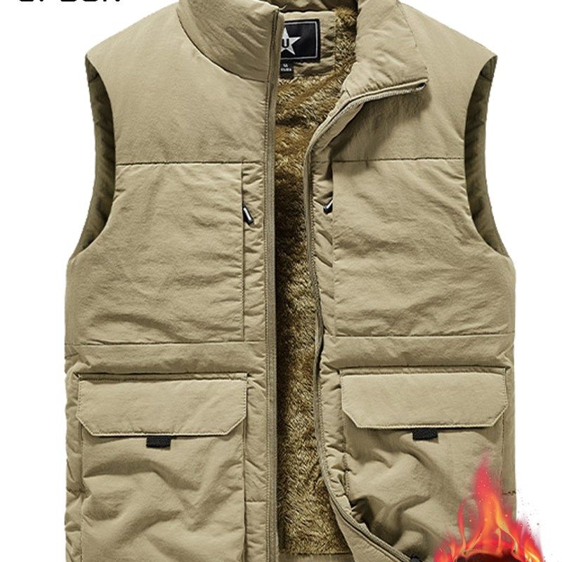 新款秋冬季男士户外加绒加厚立领马甲外穿2024运动保暖多口袋背心,男装,常规马甲,淘宝优惠券,粉丝福利购,淘宝优惠卷