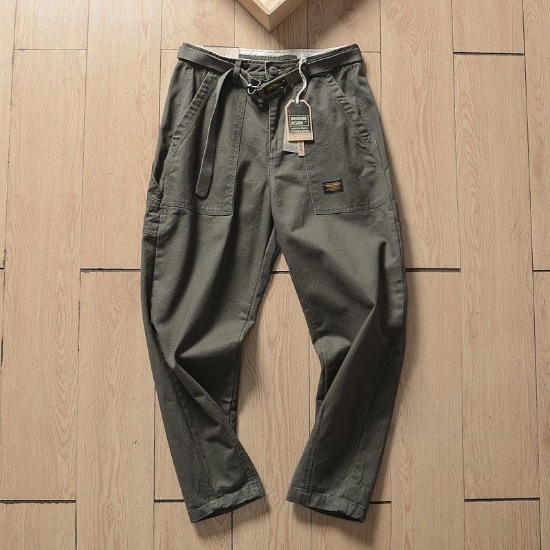 全棉水洗斜纹面料!四季款百搭通勤复古宽松休闲裤男工装裤锥形裤,男装,休闲裤,淘宝优惠券,粉丝福利购,淘宝优惠卷