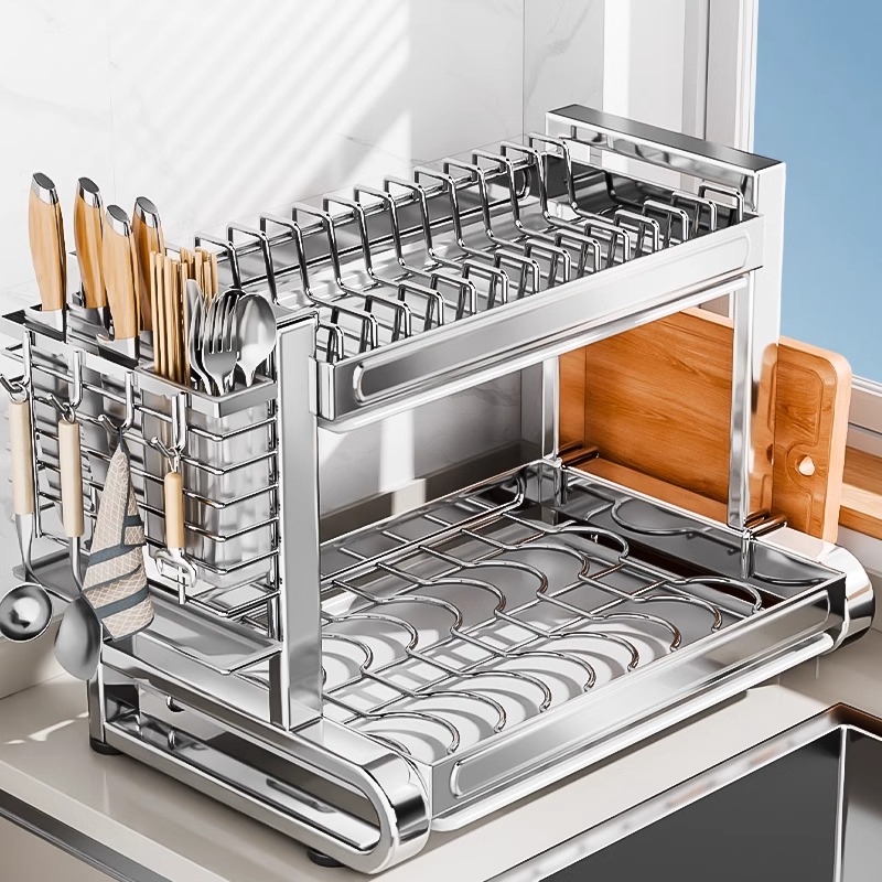 304不锈钢碗碟收纳架碗架厨房多功能置物架家用放碗筷碗盘沥水架