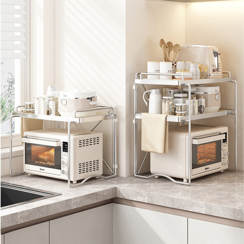 厨房微波炉置物架烤箱架家用双层台面空气炸锅电饭锅收纳桌面支架