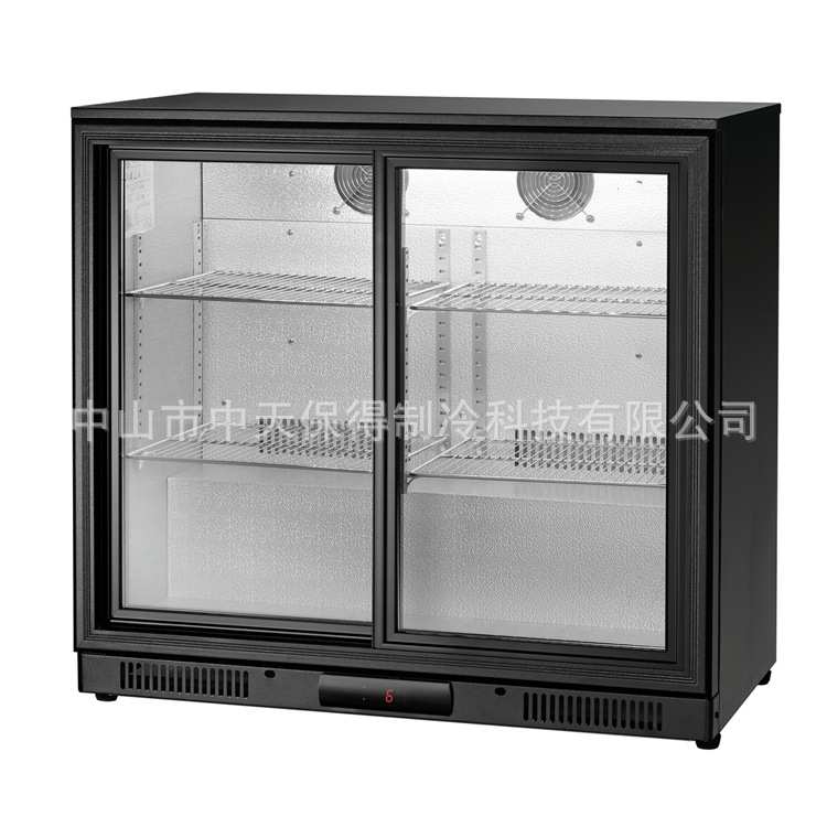 酒吧啤酒柜嵌入式保鲜小冰柜商用展示冷藏柜双滑门风冷吧台饮料柜