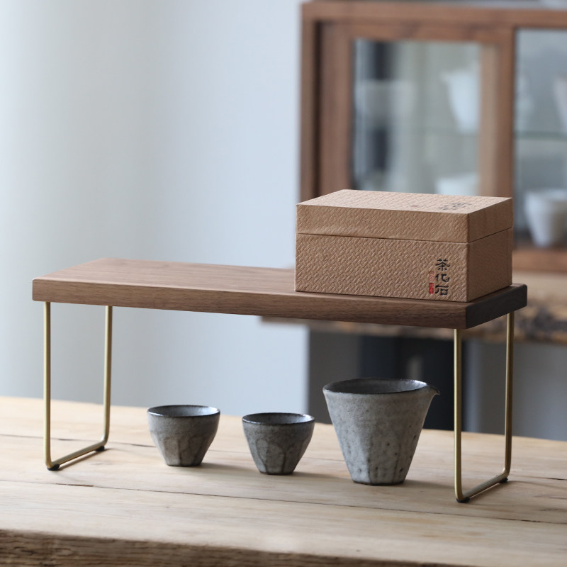 黑胡桃实木榉木整理架增高架书架杯架调味架化妆品置物架桌面收