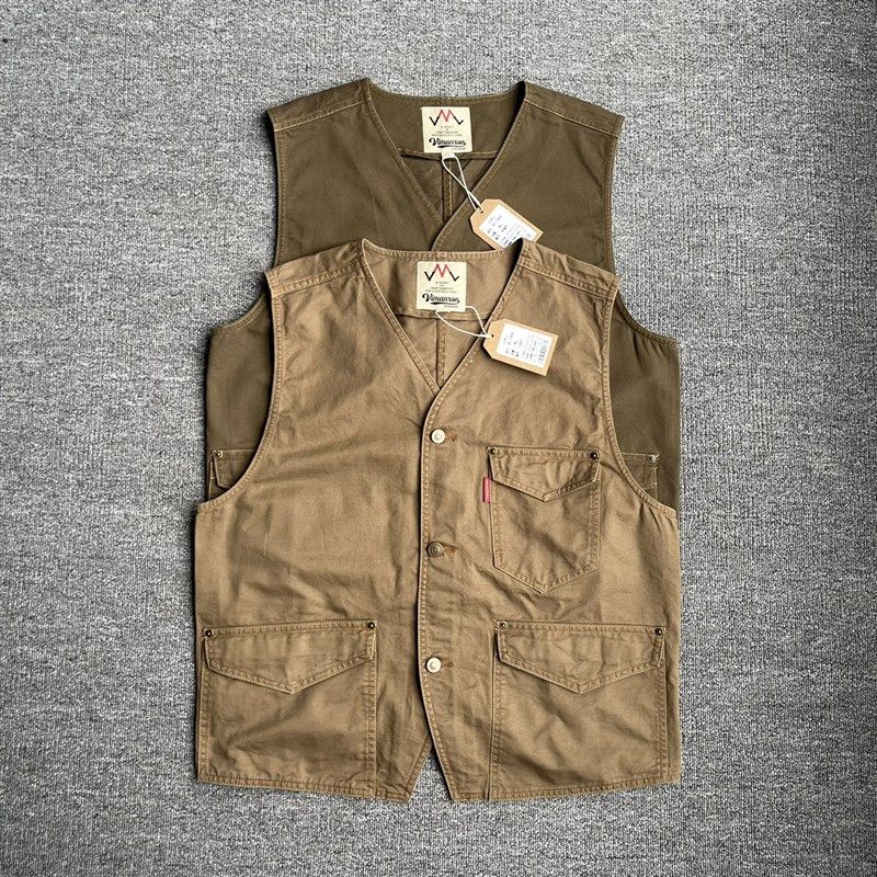 春秋日系工装马甲背心美式户外多口袋无袖男士潮夹克外套休闲上衣