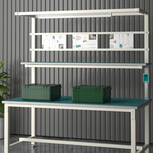 双层检验桌定制防静电工作台生产工厂J带插座实验室带灯车间双面