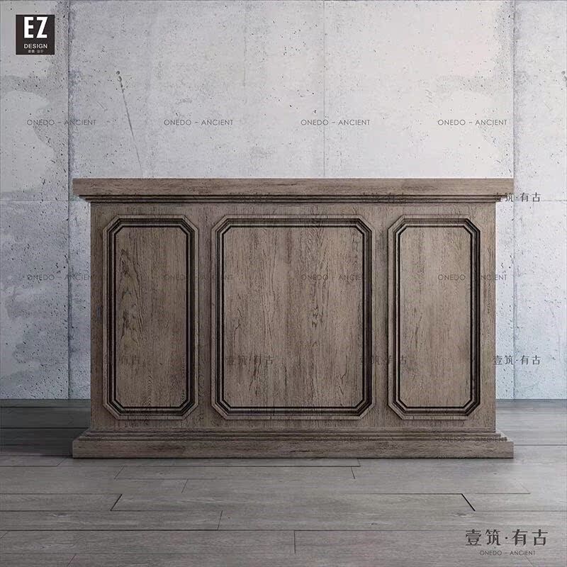 欧式复古a工业风收银台服装店现代简约做旧吧台接待台美容院小柜