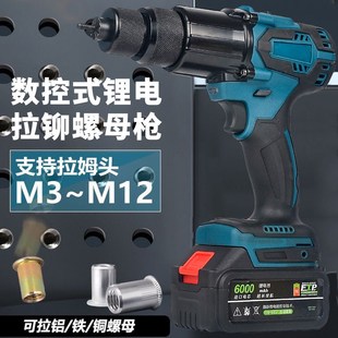 充电式 全自动螺母枪拉铆枪拉帽枪无刷锂电池电动罗姆抢柳螺丝