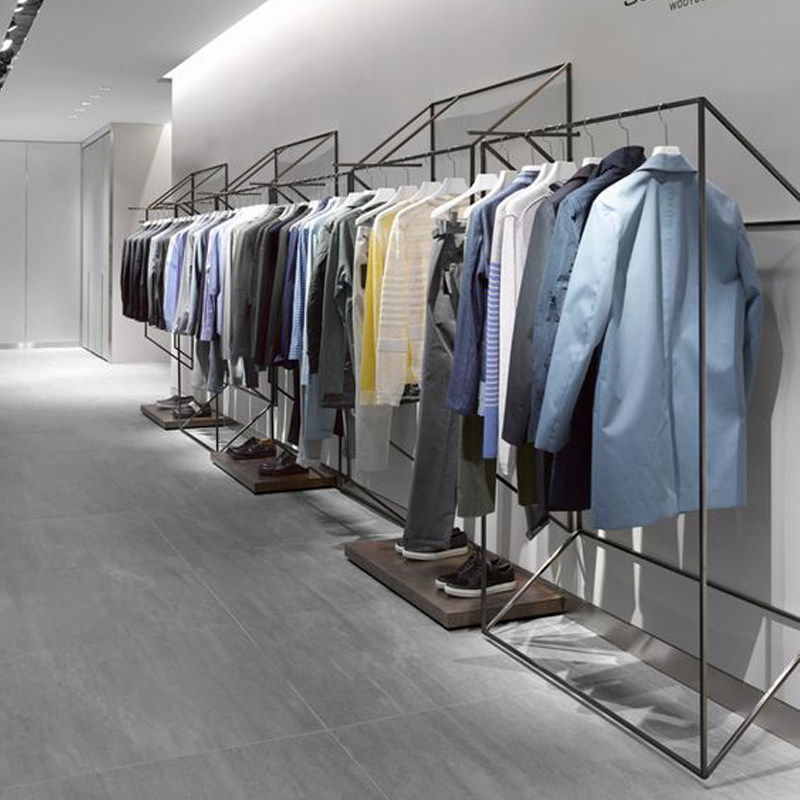 简约上墙服装架男女装店落地式陈列侧挂展示架Q时尚组合壁挂吊货