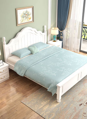 实木床双人c床1.8米现q代简约美式经济型主卧1米2白色公主1.5欧式