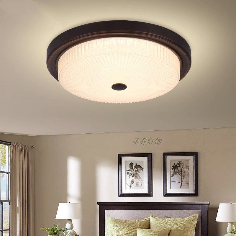 轻奢新款水晶别墅主卧室吸顶灯简约2023客厅餐厅书房美式灯具玻璃