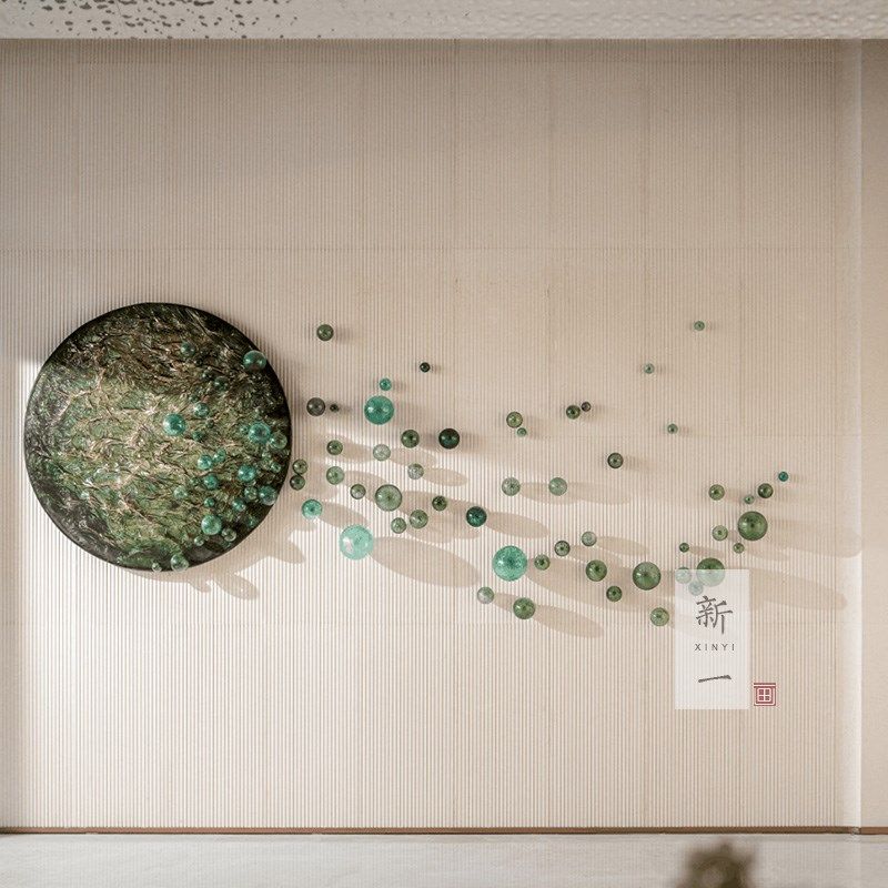 立体手绘肌理圆球玻璃球装饰画售楼部样板间挂画酒店会所大堂墙饰