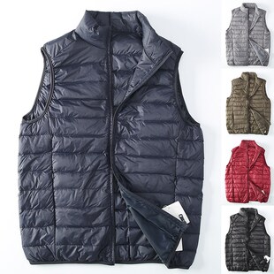U系外贸 轻量防风防水90绒背心秋冬男女百搭立领羽绒马甲内胆外套