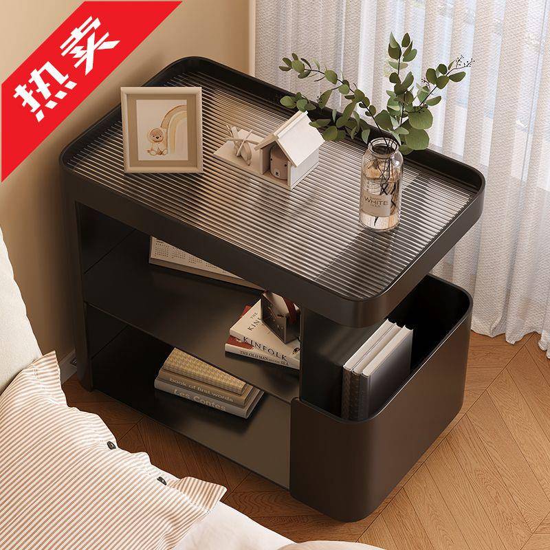 床头柜侧边柜轻奢高级感卧室简约现代铁艺置物架极窄可移动边几