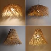 藤编鸟巢吊灯日式 手工编织草帽灯餐厅客栈民宿卧室诧寂风复古灯罩