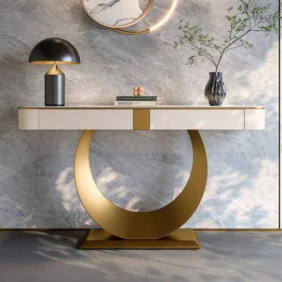 玄关台轻奢风高端入户走廊装饰柜过道岩板玄关置物架端景台条案几