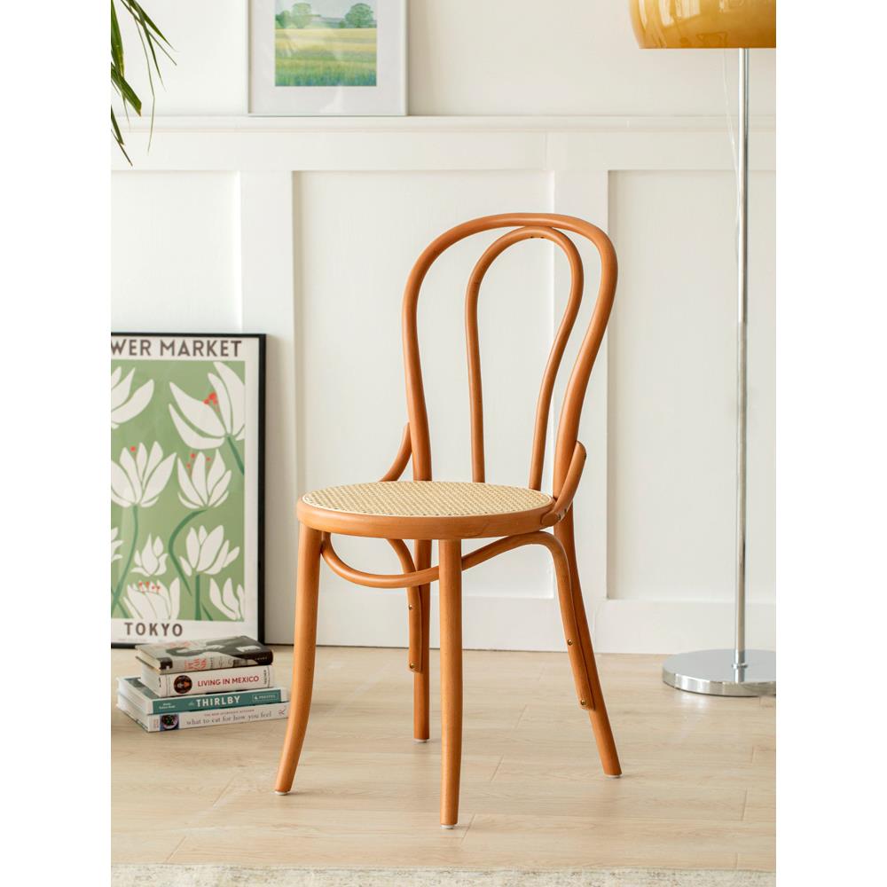 北欧实木餐椅索耐特18号椅家用复古藤编椅网红靠背椅vintage家具