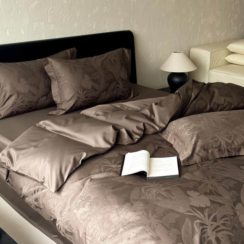 轻奢高级感提花100S贡缎长绒棉床上四件套全棉纯棉床单被套床笠款