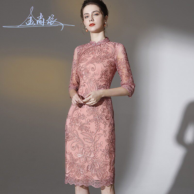 婚礼妈妈装高贵旗袍秋冬4050岁中年女士母亲礼服喜婆婆婚宴连衣裙