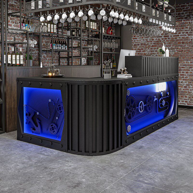 复古工业风收银台店铺餐厅接待台吧台桌酒吧台Q转角奶茶店柜台简