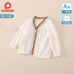 男童针织开衫薄款春夏婴儿小儿童纯棉镂空透气空调衫外套新款