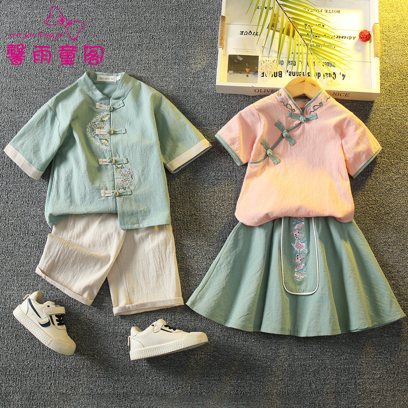 儿童汉服男童夏季薄款中国风古装宝宝唐装女孩国学园服国庆演出服,童装/婴儿装/亲子装,唐装,淘宝优惠券,粉丝福利购,淘宝优惠卷