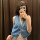背心马甲上衣 2024新品 8228033 1975经典 百搭牛仔短款 春夏 ZA女装