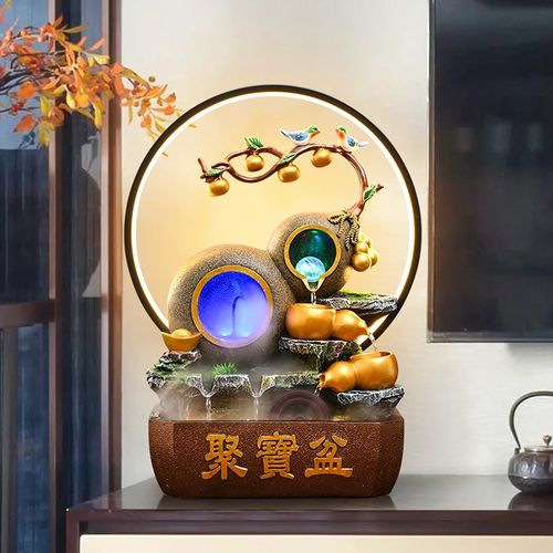 风水轮招财桌面景观假山流水摆件循环水客厅办公室生财开业礼品