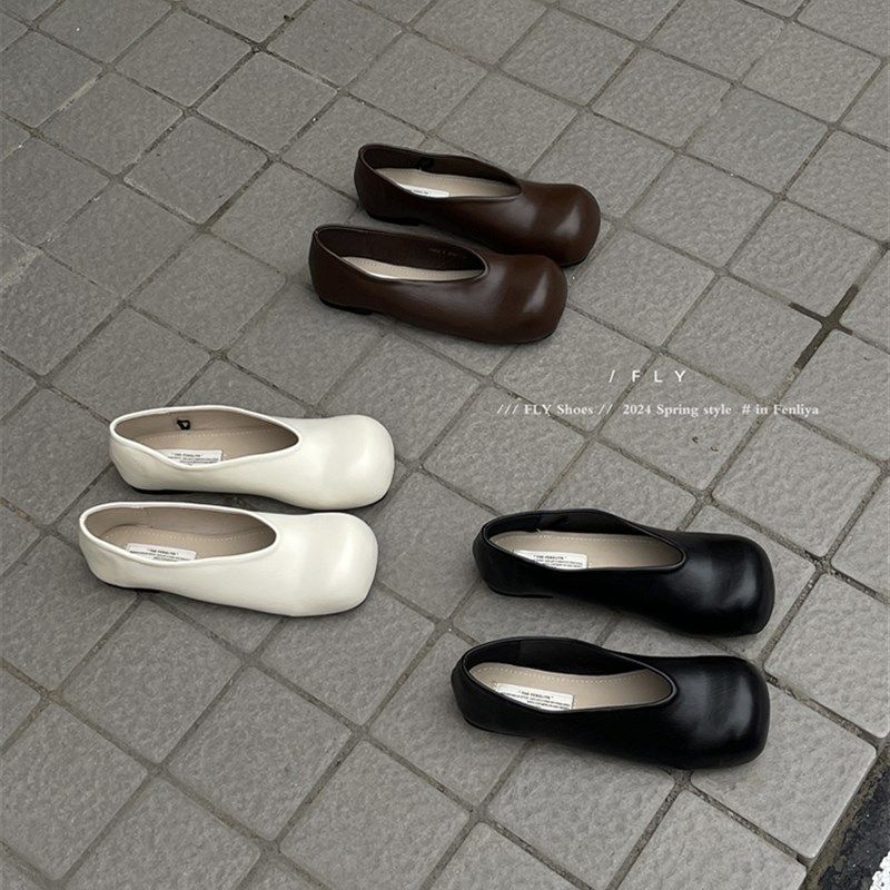 法式晚风浅口单鞋女春秋新款韩版复古奶奶鞋子女平底一脚蹬豆豆鞋,女鞋,雨鞋,淘宝优惠券,粉丝福利购,淘宝优惠卷