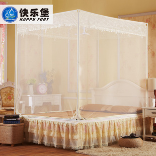 三开门无底拉链方顶蚊帐加密方帐坐床式支架1H.2米1.5米1.8m床双