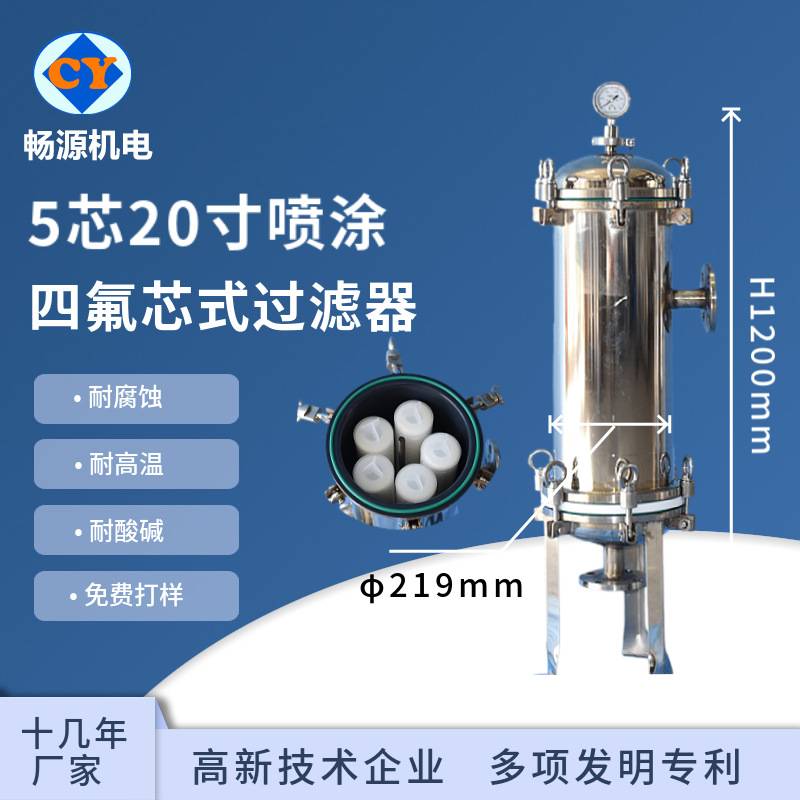 厂家定制 工业型内衬四氟芯式过滤器 化工药业 特氟龙PTFE过滤器