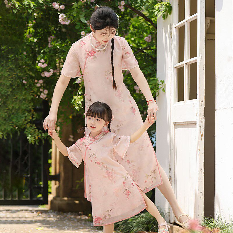 汉服女童2025夏季新款儿童新中式古风亲子旗袍裙女宝民国风连衣裙