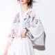 衬衫 N81海底世界刺绣植物图案宽松V领薄款 防晒外套宽松高腰五分袖